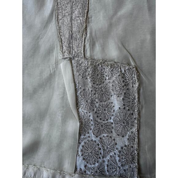Vintage Silver Metallic starburst embossed back zip dress Monroe inspired - Picture 15 of 16
